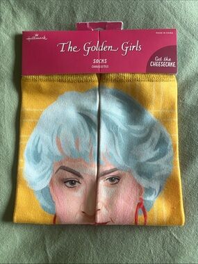 Hallmark The Golden Girls Dorothy Socks - Yellow with Light Blue Portrait